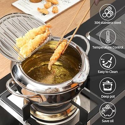 Cook N Home Deep Fryer Pot, Japanese Tempura Small Stainless Steel Dee