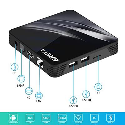 Android TV Box, Smart TV Box Android 12.5 Ultra 4K HDR 2.4G 5G Dual Band  WiFi Smart Streaming Media Player Bluetooth 5.2 Quad-Core 64 Bits Support