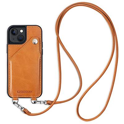 Atiptop Designer Crossbody Wallet Case Compatible with iPhone 13 Pro Max,  Travel Credit Card Holder and Crossbody Carry Strap, Vintage Brown