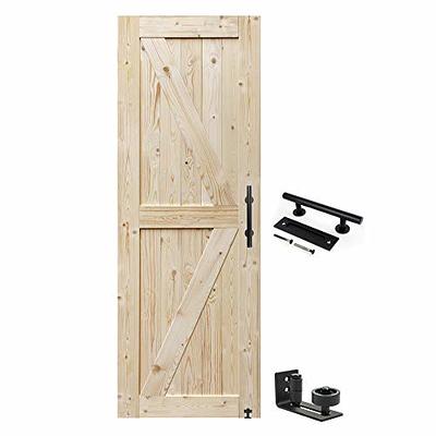 Lubann 32 in. x 84 in. Ready-to-Assemble Z-Brace Hardwood Knotty Alder Interior Barn Door Slab, Natural wood/unfinished