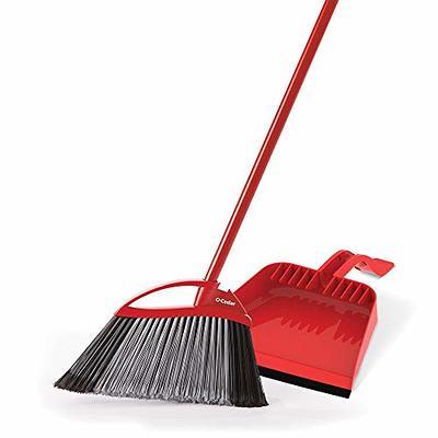 Red and White Microfiber Flat Mop and Bucket System with Broom