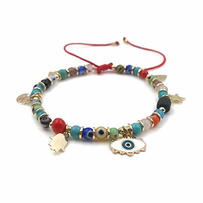  URSTAR Evil Eye Bracelets for Women, 14K Gold Evil Eye Bracelets  Evil Eye Jewelry for Women Mal De Ojo Bracelets Ojo Turco Pulsera  Protection Bracelet Spiritual Jewelry Blessing Bracelet for Women (