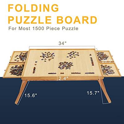 TEAKMAMA 1500 Piece Wooden Jigsaw Folding Puzzle Board, Puzzle Table with  Legs and Protective Cover, 34” X 26.3” Jigsaw Puzzle Board with 4 Drawers &  Cover, Portable Puzzle Tables for Adults - Yahoo Shopping