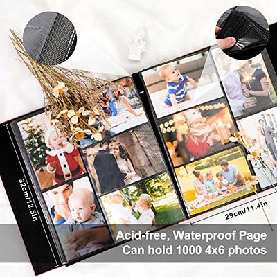 Photo Album 4x6 Holds 500 Photos Black Pages Large Capacity