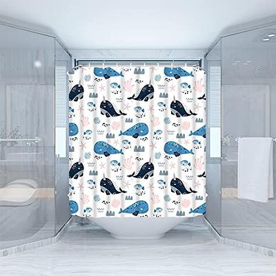 JIRGIXA Cartoon Whale Shower Curtain Cute Ocean Underwater Sealife