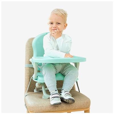 YOLEO Baby High Chair Booster Seat for Dining Table, Adjustable Height  Travel Booster Seat with Tray, Toddler Booster Seat Easy Clean(Grey