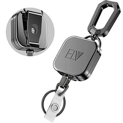 ELV Retractable ID Badge Holder: Heavy Duty Metal Retractable Keychain  Badge Reel with Carabiner Belt Clip - 31” Strong Cord - Yahoo Shopping