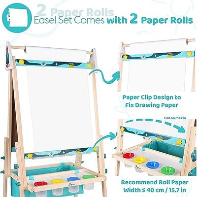 Joyooss Easel for Kids with Paper Roll, Double-Sided Magnetic Chalkboa