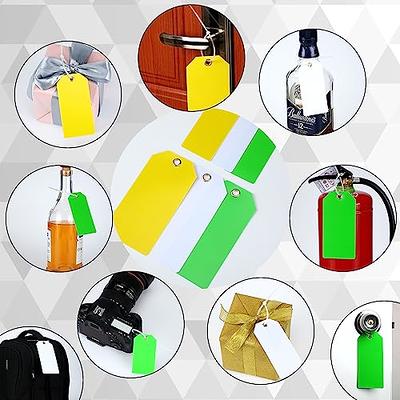 Thyle 500 Pcs Waterproof Plastic Tags Plastic Labeling Tags Shipping Label  Tags with Reinforced Metal Holes Tear Resistant 15 Mil Blank Tags for Name  Price Luggage Clothing Bag (Yellow,2 x 4) 