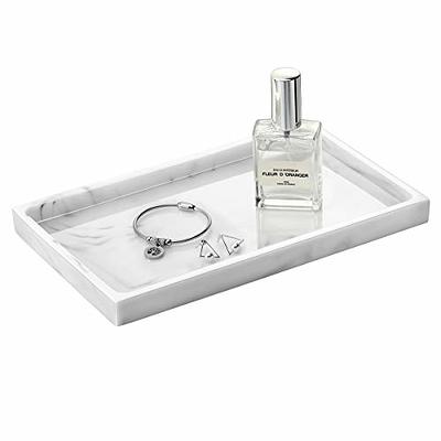 Dobbyby Bathroom Organizer Countertop Perfume Organizer Makeup Organizer  Cosmetics Storage Display Rack 2 Tier Vanity Tray Dresser Stainless Steel  Sliver Shelf White Marble Print Ceramic Tray L - Yahoo Shopping