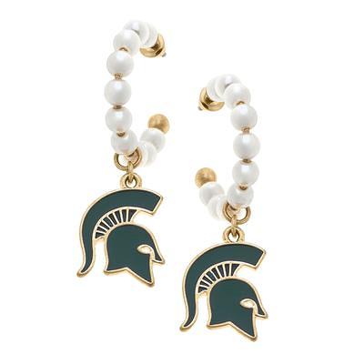 Women's CANVAS Style Oklahoma State Cowboys Pearl Cluster Enamel Hoop  Earrings