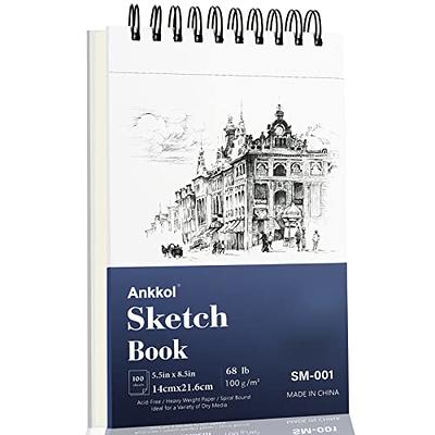 Bachmore Sketchpad 9X12 inch (68lb/100g), 100 Sheets of TOP Spiral