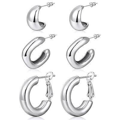 Chunky Hoops Silver Hoop Earrings Thick Hoops Chunky Silver 