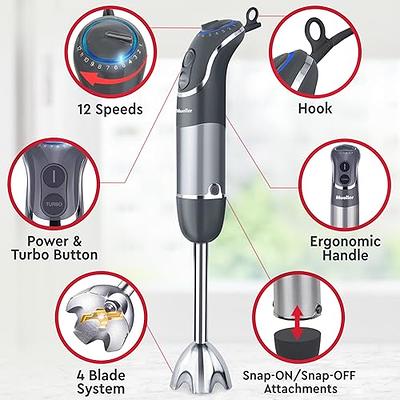 Handheld Blender, Electric Hand Blender 12-Speed with Turbo Mode