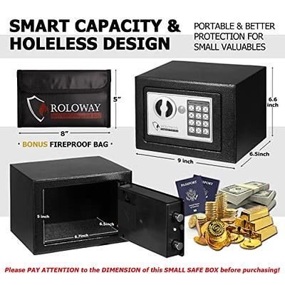 Fireproof Small Safe Box for Money, 0.23 Cu ft Mini Fireproof Safe