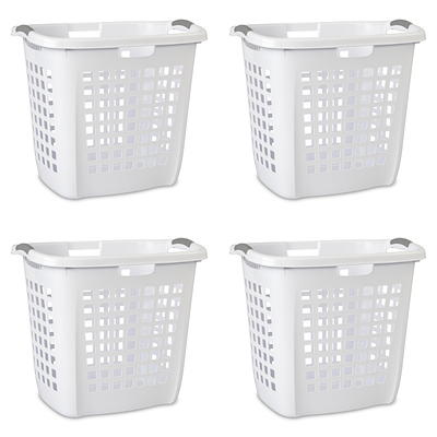 Gracious Living Easy Carry Flex 87 L Plastic Laundry Hamper, White (2 Pack)