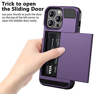 Vofolen Case for iPhone 11 Pro Max Case Wallet Credit Card Holder Slot Sliding Door Hidden Pocket Dual Layer Hybrid Bumper Armor Protective Hard