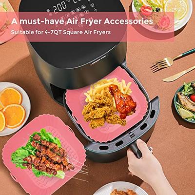 Square Reusable Silicone Air Fryer Basket, 8 Inch Food Grade Heat