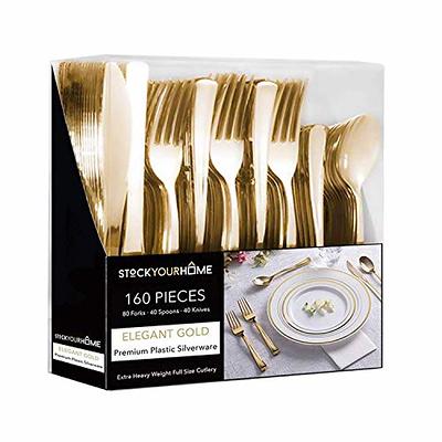 Lullaby 200pcs Gold Plastic Silverware, Gold Plastic Cutlery, Gold Utensils  Includes 100 Gold Forks, 50 Gold Spoons, 50 Gold Knives, Plastic Silverware  Sets for Parties Wedding, Birthday and Daily Use - Yahoo Shopping