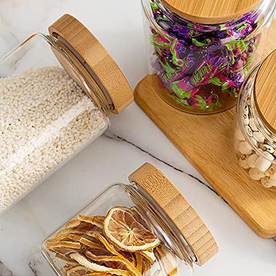 Small glass storage jar with bamboo lid