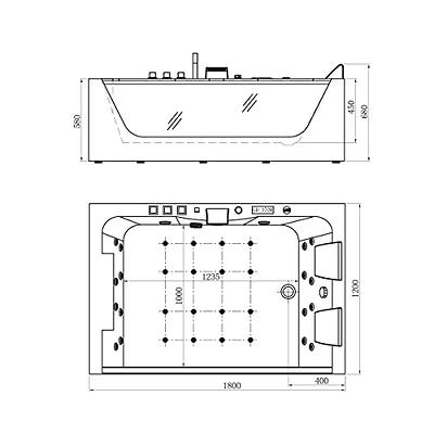 DECORAPORT 68 In Whirlpool Tub Hydromassage Rectangular Water Jets Alcove  Soaking SPA, Massage Bathtub with Air Bubble, Computer Panel and Light