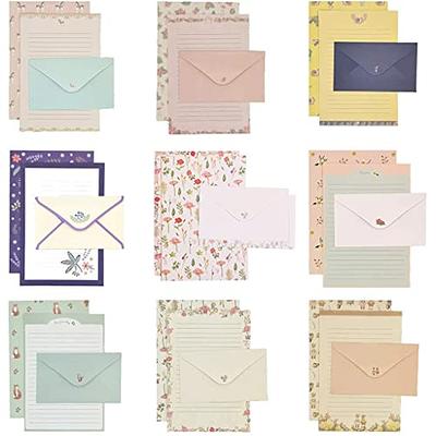 KiDEPOCH Stationary Writing Paper with Envelopes - Flora Stationery Set with Lined Letter Writing Paper, 48 Sheets + 24 Envelopes, 8.5