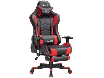 GTPLAYER Gaming Chair, Computer Chair with Footrest and Lumbar Support,  Height Adjustable Game Chair with 360°-Swivel Seat and Headrest and for  Office