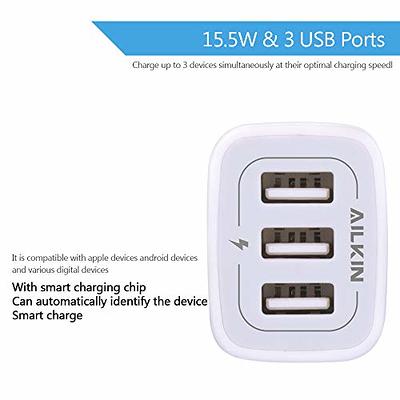 USB Wall Charger, LUOATIP 3-Pack 2.1A/5V Dual Port USB Cube Power Adapter  Charger Plug Block Charging Box Brick for iPhone 13 12 11 Pro Max SE XS XR  X