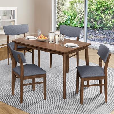 Tmosi 5 Piece Farmhouse Dining Table Set for 4, Mid-Century Modern  Rectangular Table and 4 Upholstered Chairs, Kitchen Wood Table and Chairs  for Small