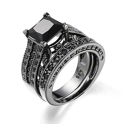 18k White Gold Plated Wedding Ring Sets for Him and Her Women Men Titanium  Stainless Steel Bands 2Ct Cz Couple Rings Size 11&7 - Yahoo Shopping