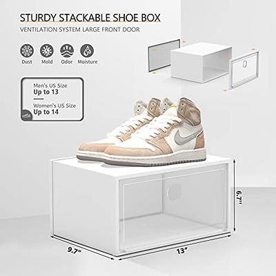 Extra Large Shoe Storage Box, Clear Plastic Stackable Shoe Organizer for  Closet 12 Pack, Shoe Containers Sneaker Storage Fit for Size 14 Black