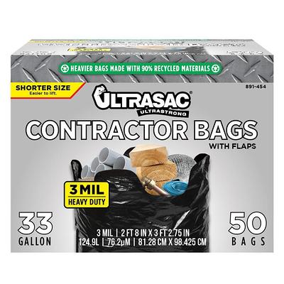 Ultrasac 33 Gal. Short Heavy Duty Contractor bags with Flaps (50 Count),  Black - Yahoo Shopping