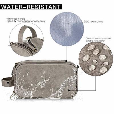 Elviros Travel Toiletry Bag , Water-Resistant Leather Makeup Organizer