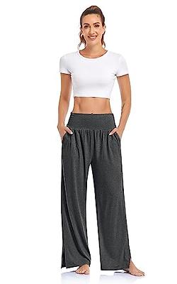 UEU Womens Capri Yoga Pants Wide Leg Drawstring Loose Comfy Lounge