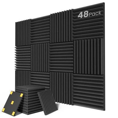 12 pack Acoustic Panels Self-Adhesive, 1 X 12 X 12 Quick-Recovery Sound  Proof Foam Panels, Acoustic Foam Wedges High Density, Soundproof Wall