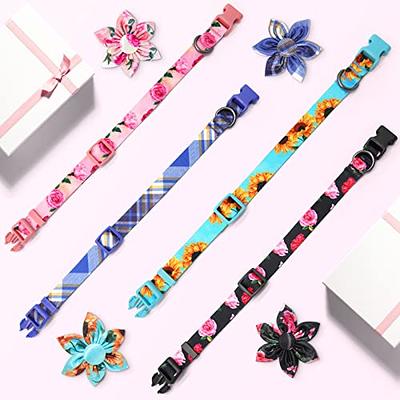 Girl Dog Collars Floral Female Dog Collars with Flower Bow Tie Dog Collar  for Cute Girl Female Cats Dogs Spring Summer Season Dog Collars for Small