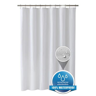 Clorox 100% Polyester Shower Curtain Set with Waterproof Peva Liner and 12 Metal Hooks (Gray)