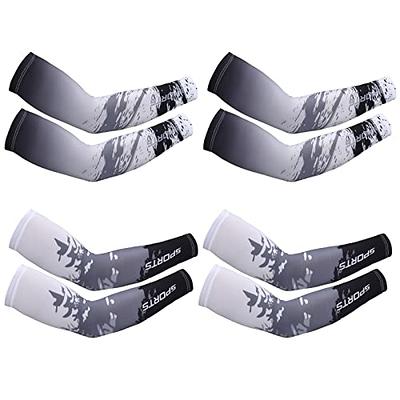 4 Pairs Kids Long Compression Leg Sleeves and Compression Arm Sleeves Youth Basketball  Leg Sleeves Black and White Small