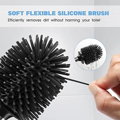 Toilet Bowl Brush Holder Set: Silicone Stainless Steel Deep