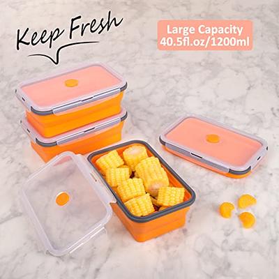 Collapsible Food Storage Containers with Airtight Lid, 27 oz, Kitchen  Stacking Silicone Collapsible Meal Prep Container Set for Leftover,  Microwave