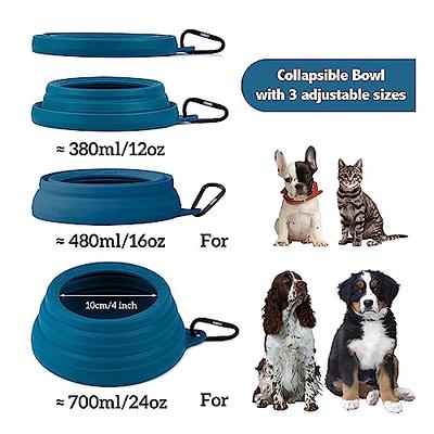 Gorilla Grip Collapsible Dog Bowl, Silicone Set of 2 Travel Bowls with Carabiner, Foldable and Portable Accessories for Cat and Dogs, Small Pet