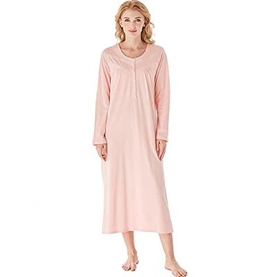 Keyocean Women Nightgowns, Soft 100% Cotton Lightweight Long Sleeve Women  Sleepwear Nightdress, Peach Color, Medium - Yahoo Shopping