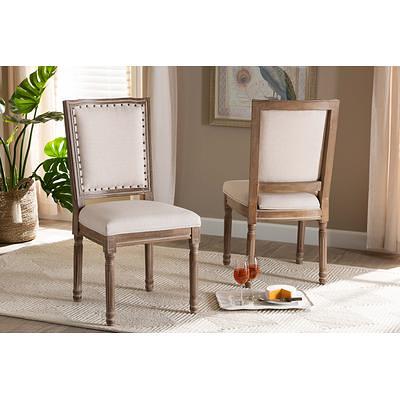 Baxton Studio Louis Traditional French Inspired Beige Faux Leather Upholstered and Black Finished Wood 2-Piece Dining Chair Set