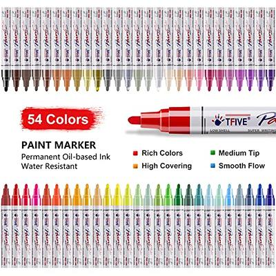 TFIVE Paint Markers Pens - 54 Colors Medium Tip Paint Markers, Permanent,  Waterproof & Quick Dry, Paint Pen for Metal, Wood, Fabric, Plastic, Rock  Painting, Mugs, Canvas, Glass, Art Craft - Yahoo Shopping