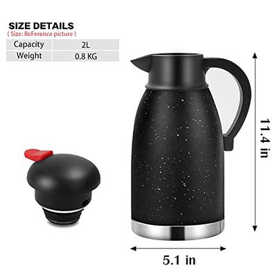  68 Oz Insulated Thermal Coffee Carafe Stainless Steel Double  Walled Vacuum Coffee Thermos, Hot Water, Tea, Hot Beverage Dispenser, Keep  24 Hour Heat Retention/12 Hour Cold Retention (Black, 2L): Home 