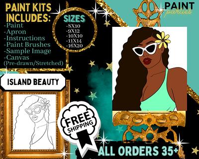 Lady Xiv/Pre-Drawn Canvas Pre-Sketched Sip & Paint Party Kit Painting Diy -  Yahoo Shopping
