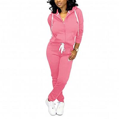 CLOCOR Sweatsuit for Women 2 Piece - Casual 2 Piece Outfits Pocket  Tracksuit Long Sleeve with Patchwork Pants Set Pink-3XL - Yahoo Shopping