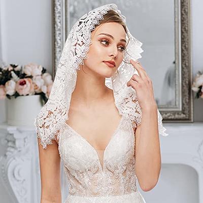 Mantveil Catholic Chapel Veil for Women: Traditional Floral Embroidered Lace Mantilla Church Veils Latin Mass Head Covering