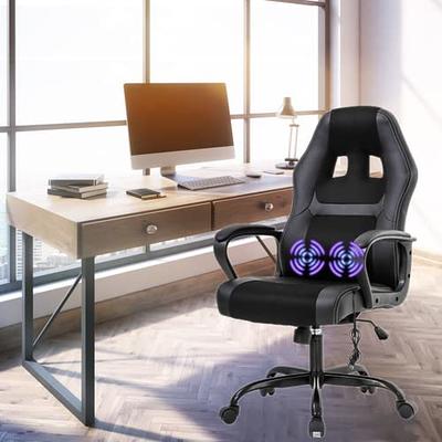 Bigzzia High-Back Gaming Chair PC Office Chair Computer Racing Chair PU  Desk Task Chair Ergonomic Executive Swivel Rolling Chair with Lumbar  Support