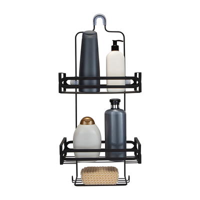 Dracelo Black Shower Corner Caddy Organizer for Bathroom, Freestanding Tension Pole